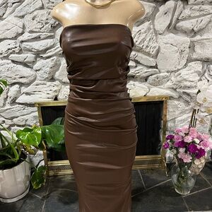Haute Monde Chocolate Strapless Dress